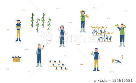 農家のイラストセット 農家のイラストセット 125616581