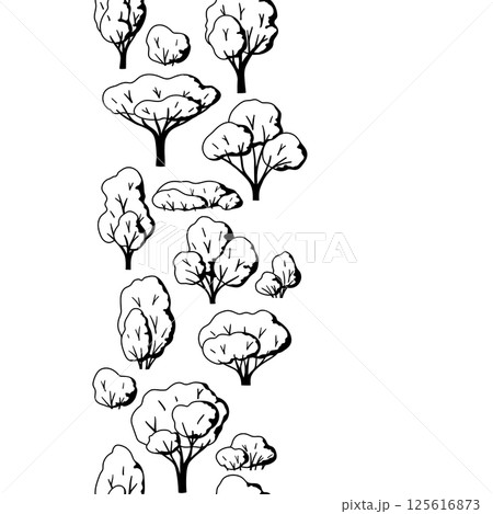 Pattern with trees. Spring or summer stylized plants. 125616873