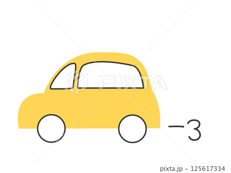 黄色いシンプルな走る車 125617334