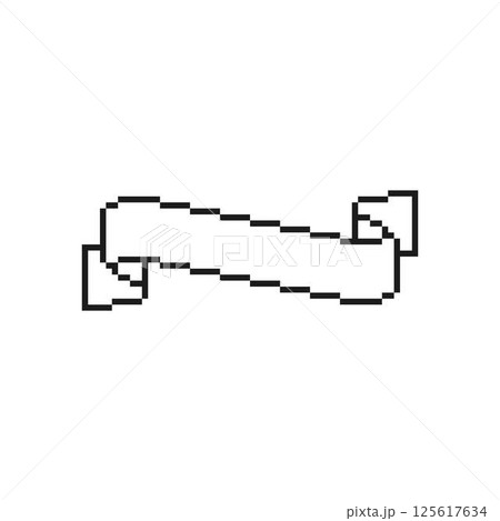 Ribbon banner black outline pixel art vector...のイラスト素材 [125617634] - PIXTA