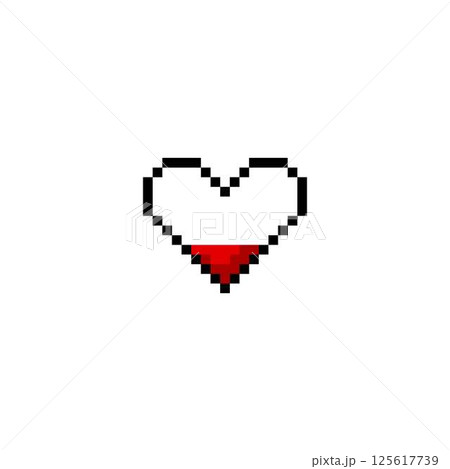 Game progress bar heart symbol with little part content pixel art, vector retro low level scale of life, energy, health Game progress bar heart symbol with little part content pixel art, vector retro low level scale of life, energy, health 125617739