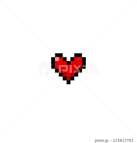 Red heart black outline Y2K pixel art vector icon, heart shape with squared contour, retro 8 bit digital love symbol Red heart black outline Y2K pixel art vector icon, heart shape with squared contour, retro 8 bit digital love symbol 125617781