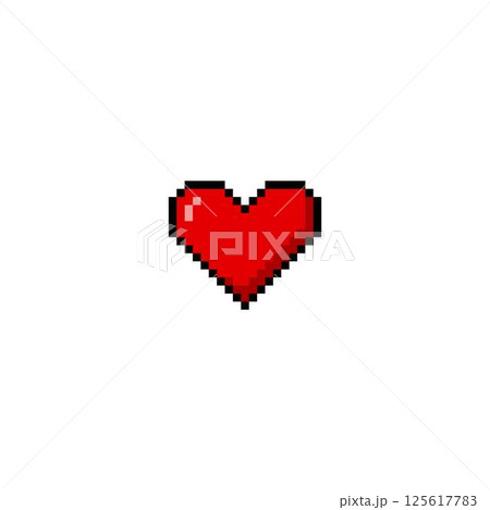 Pixel red heart. Vector illustration of 8-bit icon for game interface. 125617783