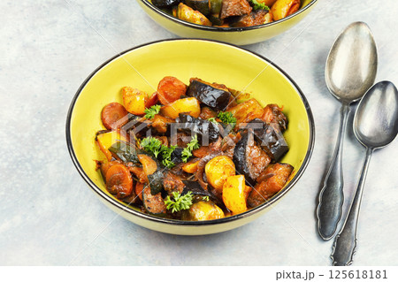 Vegetable stew with sauce. Vegetable stew with sauce. 125618181