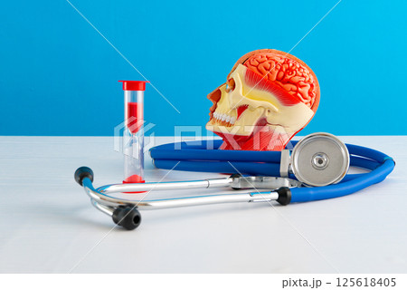 Healthcare and medical concept human brain and hourglass 125618405