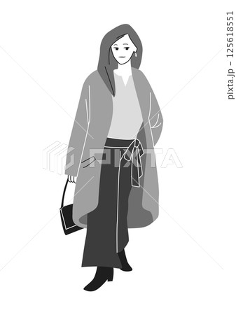人物イラスト：おしゃれな女性の全身ポーズ 125618551