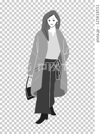 人物イラスト：おしゃれな女性の全身ポーズ 125618551