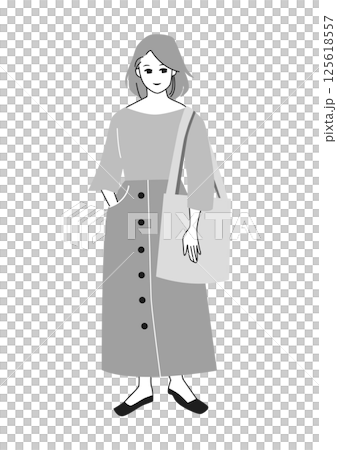 人物イラスト：おしゃれな女性の全身ポーズ 125618557