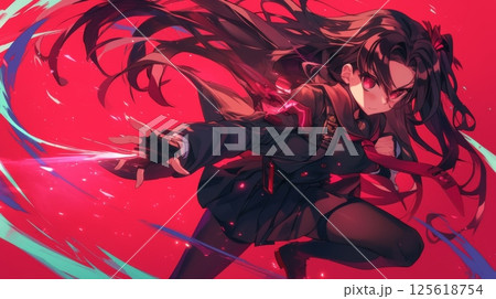 躍動感あふれる白髪の美少女キャラクター・アニメスタイルのファンタジーイラスト 躍動感あふれる白髪の美少女キャラクター・アニメスタイルのファンタジーイラスト 125618754