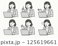 ノートパソコンを使うスーツの女性セット 125619661