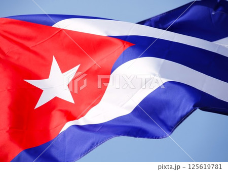 風にたなびくキューバの旗 125619781