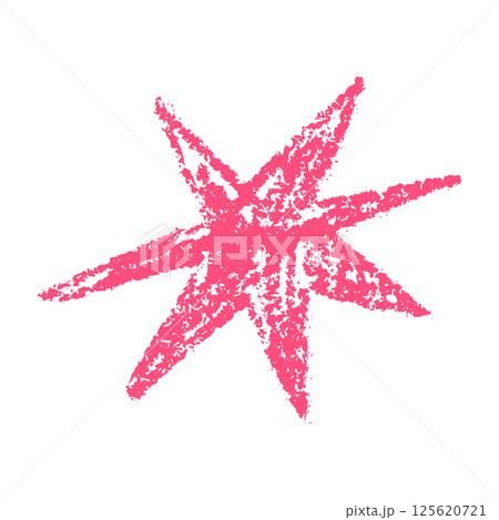 Pink abstract brush shapes with doodle stars, flowers, and geometric elements. Fun and modern hand-drawn collage in a colorful organic style. Flat vector illustration isolated on white background. 125620721