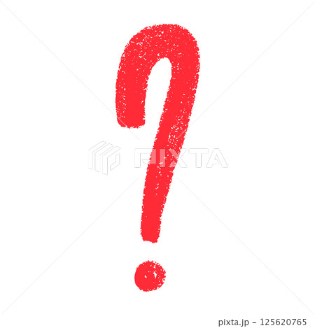 Hand-drawn question mark icon with sketch-style details. Curious doodle symbol for FAQ sections or inquiry prompts. Flat vector illustration isolated on white background. 125620765