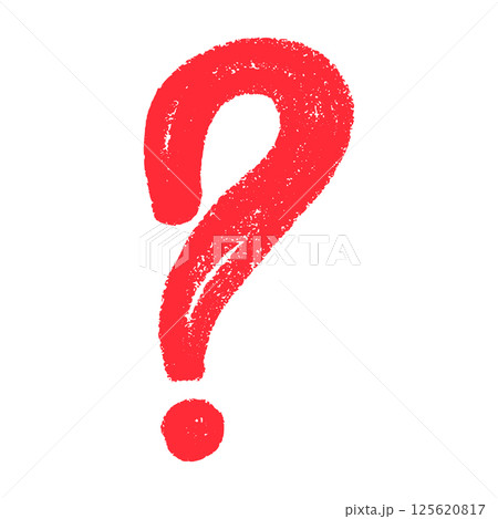 Hand-drawn question mark icon with sketch-style details. Curious doodle symbol for FAQ sections or inquiry prompts. Flat vector illustration isolated on white background. 125620817