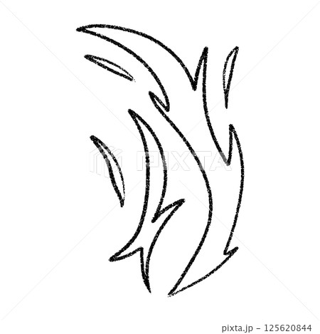 Hand drawn campfire with doodle flames. Retro fire outline and smoke silhouette. Flat vector illustration isolated on white background. 125620844