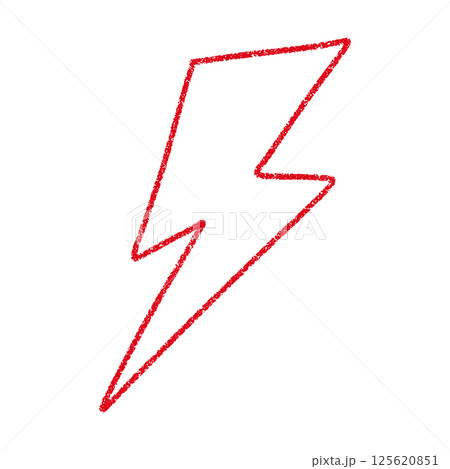 Red Hand-drawn doodle elements lightning, thunderbolt sketchy crayon scribble style with rock vibe. Flat vector illustration isolated on white background. 125620851