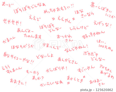 コテコテの関西弁・大阪弁を散りばめた文字背景 125620862