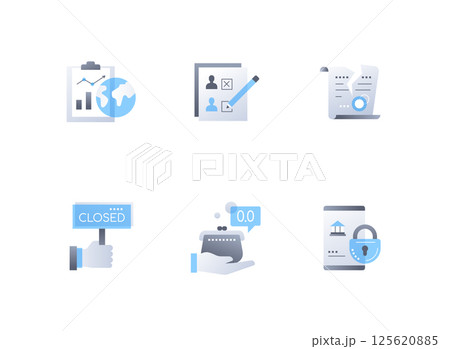 Crisis - modern flat design style icons set Crisis - modern flat design style icons set 125620885