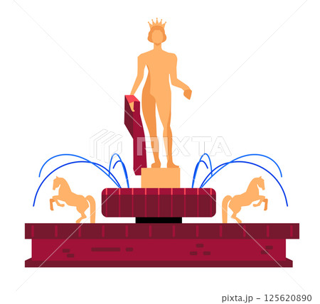 Fontaine du Soleil in Nice - colorful flat design style object 125620890