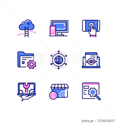 Web development - line design style icons set Web development - line design style icons set 125620917