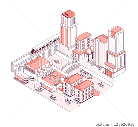Types of urban transport - vector isometric illustration Types of urban transport - vector isometric illustration 125620919