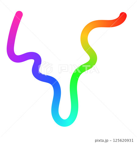 Abstract wavy gradient background with colorful squiggle lines, neon ribbon shapes, fluid swirl pattern, and curved 3D design elements. Flat vector illustration isolated on white background. 125620931
