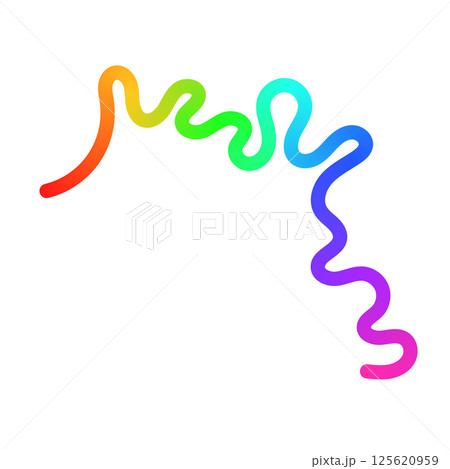 Abstract wavy gradient lines with playful squiggle shapes, colorful ribbon elements, geometric doodle pattern, and fluid 3D design. Flat vector illustration isolated on white background. 125620959