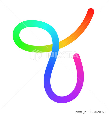 Abstract wavy lines with colorful gradient ribbon shapes, organic squiggle pattern, playful doodle elements in a 3D rainbow design. Flat vector illustration isolated on white background. 125620979