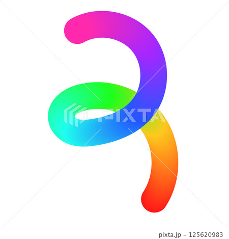 Abstract wavy gradient lines with playful squiggle shapes, colorful ribbon elements, geometric doodle pattern, and fluid 3D design. Flat vector illustration isolated on white background. 125620983