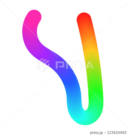 Abstract wavy lines with colorful gradient ribbon shapes, organic squiggle pattern, playful doodle elements in a 3D rainbow design. Flat vector illustration isolated on white background. 125620985