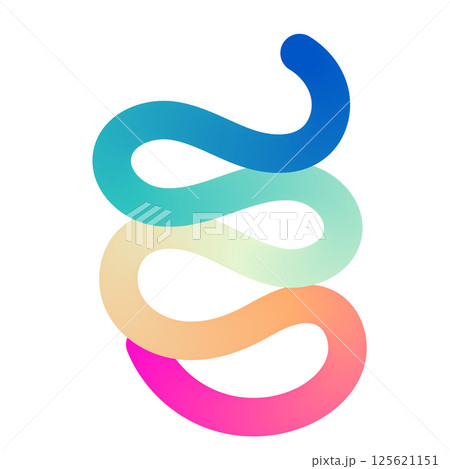 Abstract wavy gradient lines with fluid ribbon shapes, colorful 3D pattern, geometric and organic design elements. Flat vector illustration isolated on white background. Abstract wavy gradient lines with fluid ribbon shapes, colorful 3D pattern, geometric and organic design elements. Flat vector illustration isolated on white background. 125621151