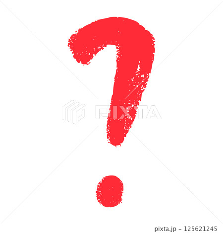 Hand-drawn question mark icon with sketch-style details. Curious doodle symbol for FAQ sections or inquiry prompts. Flat vector illustration isolated on white background. 125621245