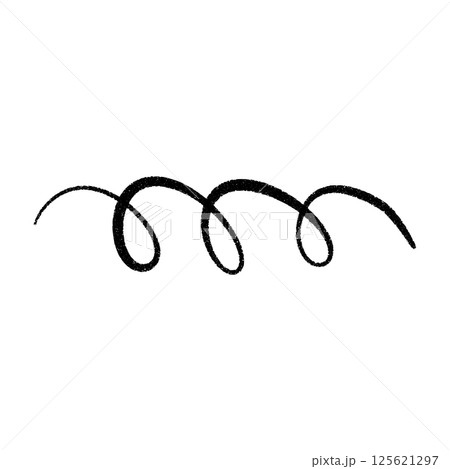 Flexible coil spring spiral. Thin wire curves in bouncing zigzag shapes. Flat vector illustration isolated on white background. 125621297