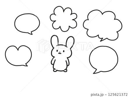 吹き出し付きのかわいいウサギと吹き出し 吹き出し付きのかわいいウサギと吹き出し 125621372