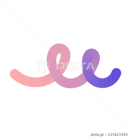 Abstract gradient wave pattern with wavy 3D shapes and geometric squiggles. Modern doodle design with colorful ribbon elements. Flat vector illustration isolated on white background. 125621505