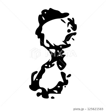 Grunge numbers 1,2 with rough brush texture acrylic. Hand-painted spray ink effect, doodle calligraphy font. Flat illustration isolated on white. 125621583