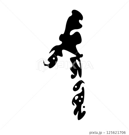 Grunge numbers 1,2 with rough brush texture acrylic. Hand-painted spray ink effect, doodle calligraphy font. Flat illustration isolated on white. 125621706