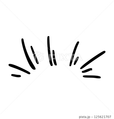 Comic movement lines and expressive shapes with fun graphic effects. Hand-drawn cartoon elements including arrows, marks, and brush strokes. Flat vector illustration isolated on white background. 125621707