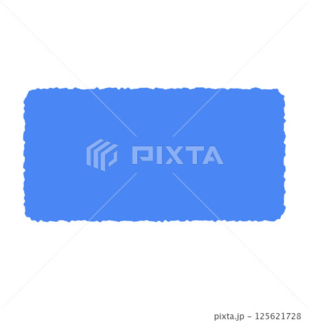 blue Hand drawn organic rectangular frame, abstract text box with doodle bubble shape, fun freeform banner for colorful background. Flat vector illustration isolated 125621728