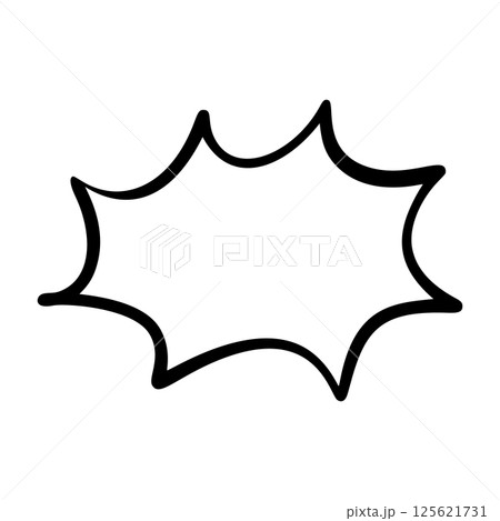 Pop art speech bubble emphasis effect. Comic book text box in boom balloon shape. Flat vector illustration isolated on white background. 125621731
