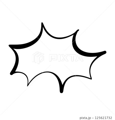 Pop art speech bubble emphasis effect. Comic book text box in boom balloon shape. Flat vector illustration isolated on white background. 125621732