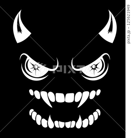 greepy sSmiling face with sharp teeth vector illustration 125621949