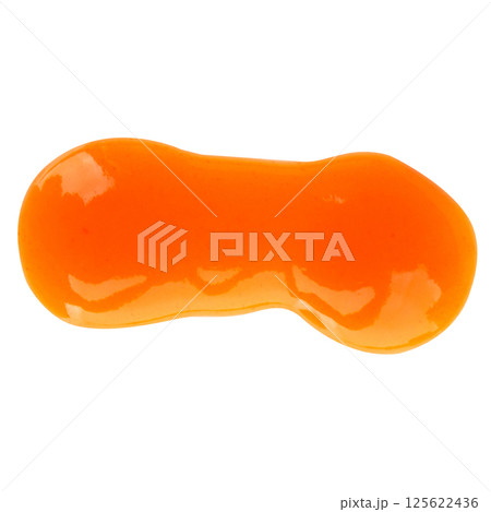 Spicy chili sauce on white background 125622436