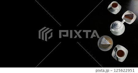 Elegant Tea Time with Cake and Copy Space Elegant Tea Time with Cake and Copy Space 125622951