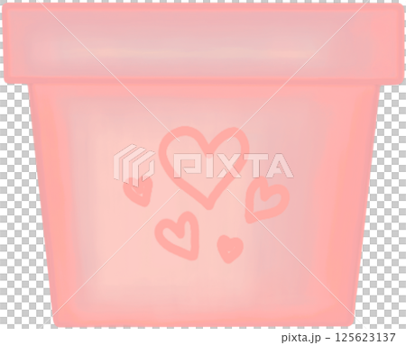 Lovely style and colors with hearts pattern of pink ceramic pot for grow plant. 125623137