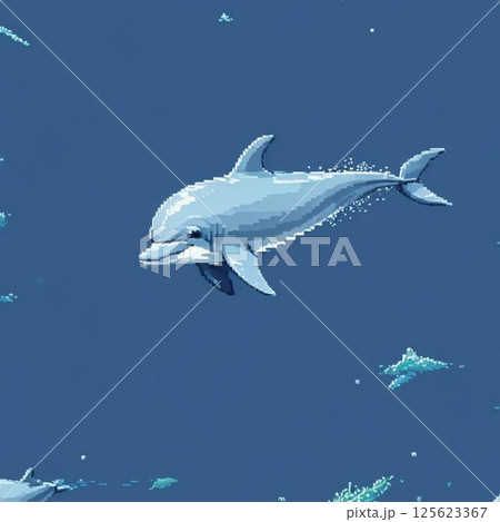 かわいいドット絵 いるかさん ラインスタンプ風 たくらみ かわいいドット絵 いるかさん ラインスタンプ風 たくらみ 125623367