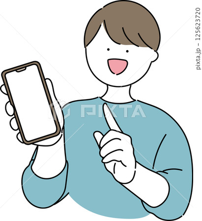 スマホの画面を見せる男性 スマホの画面を見せる男性 125623720