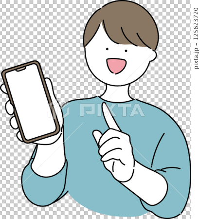 スマホの画面を見せる男性 スマホの画面を見せる男性 125623720