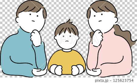 父母和男孩說“嗯” 父母和男孩說“嗯” 125623754