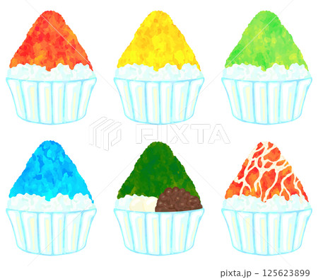 かき氷のイラストセット ベクター素材 かき氷のイラストセット ベクター素材 125623899